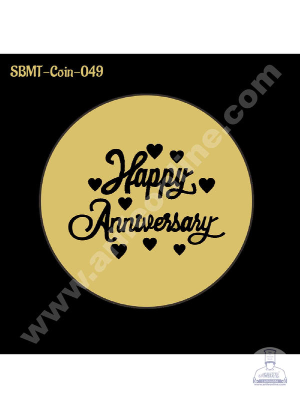CAKE DECOR™ Acrylic Happy Anniversary Coin Topper for Cake and Cupcakes ( SBMT-Coin-049 )