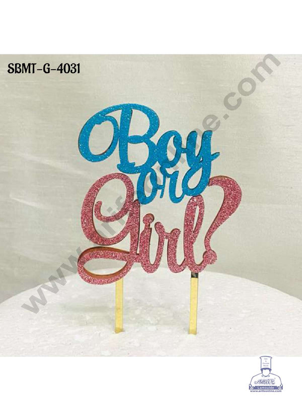 CAKE DECOR™ 5 inch Acrylic Pink & Blue Glitter Boy Or Girl Cake Topper (SBMT-G-4031)