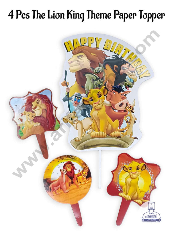 CAKE DECOR™ 4 Pcs The Lion King Theme Paper Topper For Cake And Cupcake | Assorted Design (SBMT-PT-176)