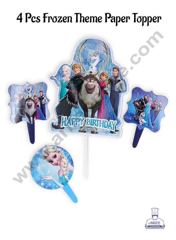 CAKE DECOR™ 4 Pcs Frozen Theme Paper Topper For Cake And Cupcake | Assorted Design (SBMT-PT-181)