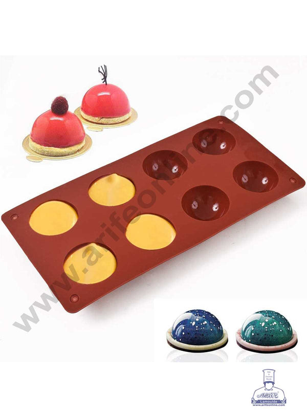 CAKE DECOR™ 8 Cavity Half Sphere Shape Silicone Moulds for Soaps and Chocolate Jelly Desserts Mould, Small Half Pinata