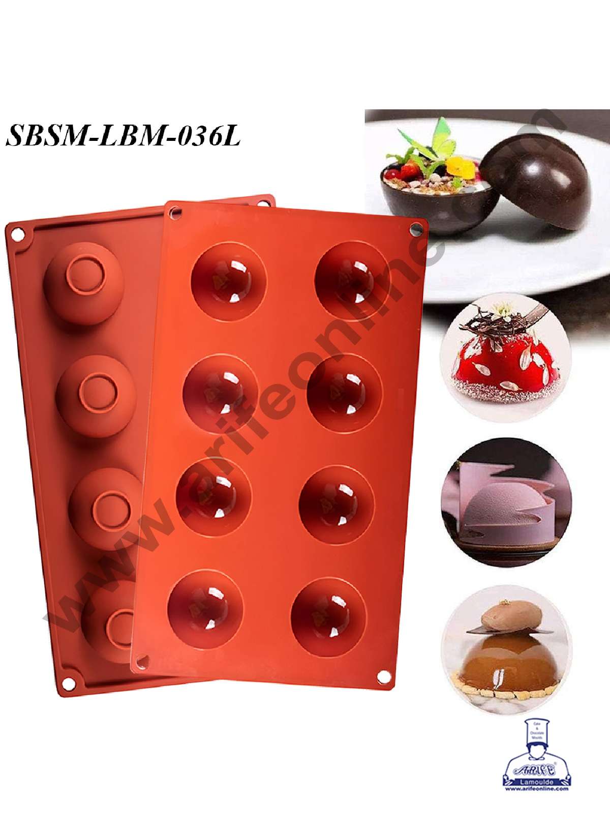 CAKE DECOR™ 8 Cavity Half Sphere Shape Silicone Mould