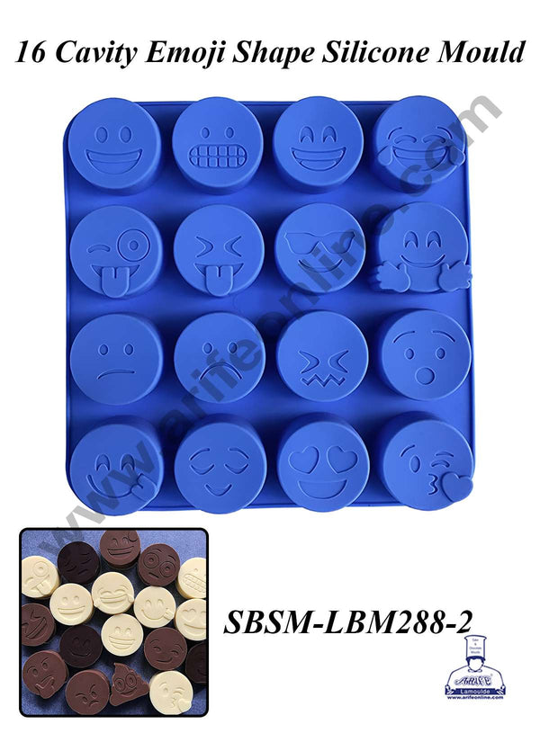CAKE DECOR™ 16 Cavity Emoji Shape Silicone Mould | Emoji MoonCake - (SBSM-LBM288-2)