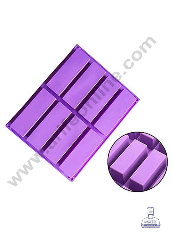 CAKE DECOR™ 8 cavity Plain Rectangle Shape Silicone Mould, Handmade Soap and Candle Mold, Chocolate Bar Mould and Jelly Dessert Mould