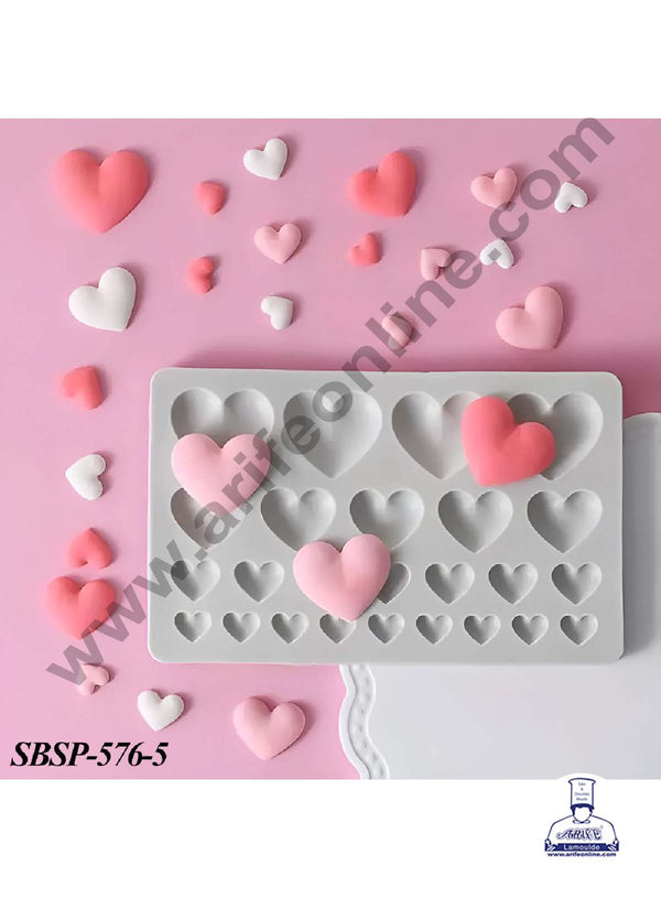 CAKE DECOR™ 25 Cavity Mini Heart Shape Silicone Fondant mould | Cake Decoration - (SBSP-576-5)