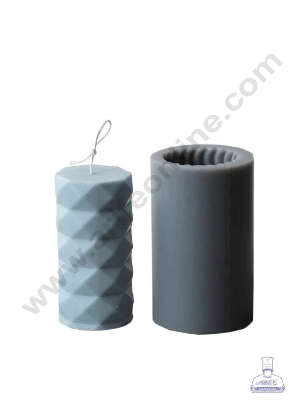 CAKE DECOR™ 3D Silicon 1 Cavity Diamond Cylindrical Silicon Candle Mould, Silicon Soap Mould, Handmade Soap Candy Making SBSP-DYF6135