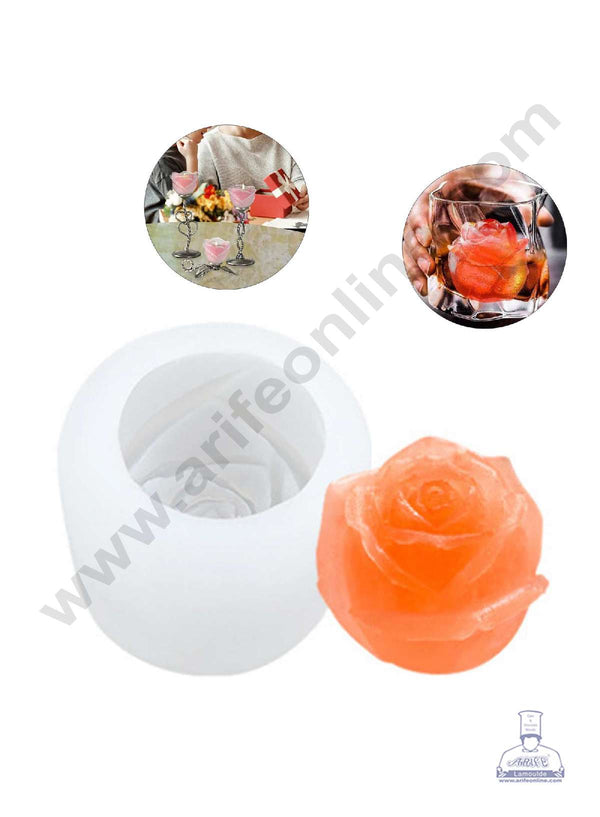 CAKE DECOR™ 3D Silicon 1 cavity Rose Flower Mould Silicone Candle Mould, Soap Mould SBSP-DYF6258