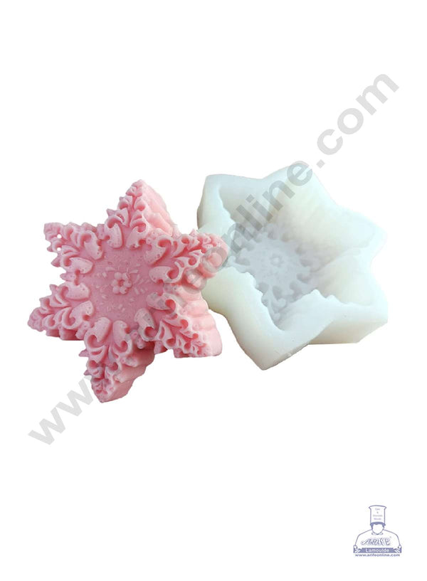 CAKE DECOR™ 3D Silicon Snowflake Mould Candle Mould Soap Mould DIY Mould Christmas Silicone Soap Mould - SBSP-DYF6582