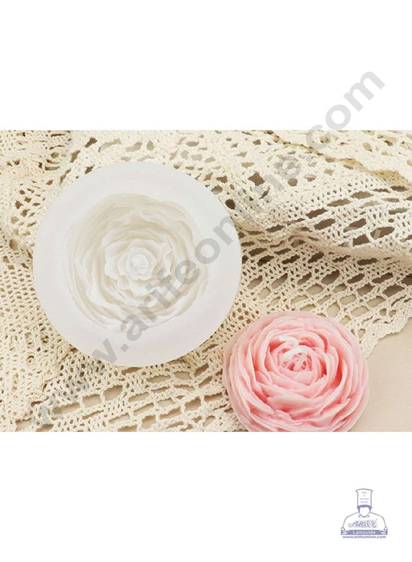 CAKE DECOR™ 3D Silicon 1 cavity Austin Rose Flower Buttercup Mould Silicone Candle Mould, Soap Mould SBSP-DYF6617