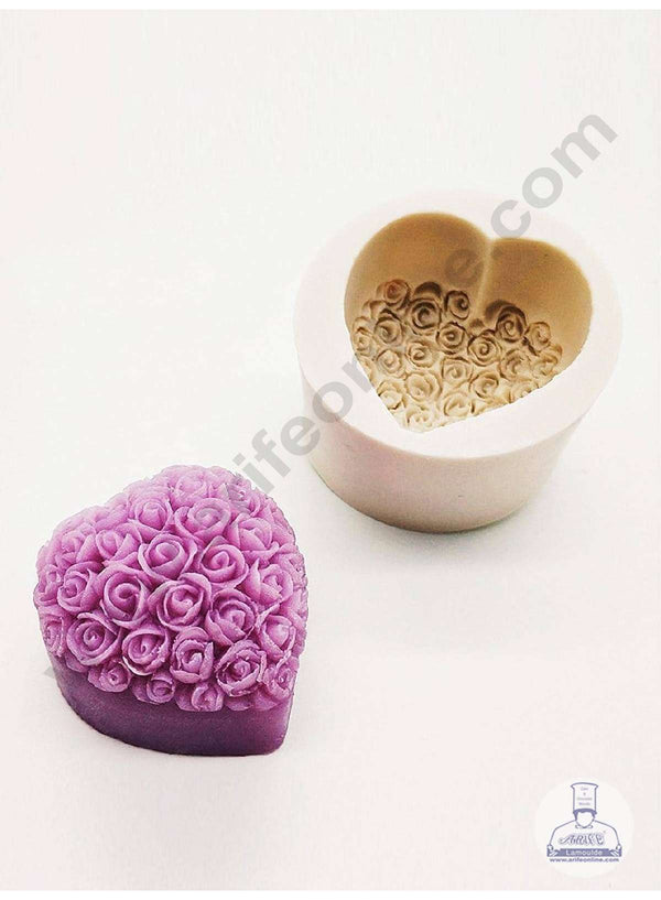 CAKE DECOR™ 3D Silicon 1 cavity Heart Love Rose Flower Mould, Silicone Candle, Soap, Epoxy Silicone Mould Cake Decoration SBSP-DYF6800