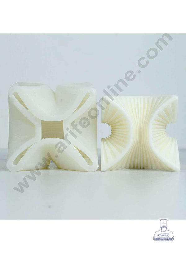 CAKE DECOR™ 3D Silicon 1 Cavity Twisted Ribbed Cube Silicon Candle Mould, Silicon Soap Mould, Handmade Soap Candy Making SBSP-DYF6995