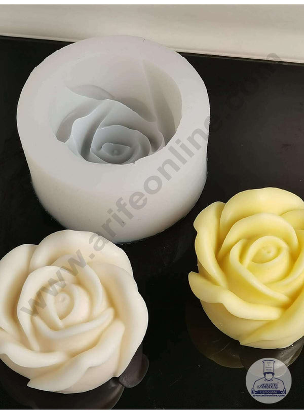 CAKE DECOR™ 3D Silicon 1 Cavity Rose Flower Silicon Candle Moulds, Silicon Soap Mould, Handmade Soap Candy Making SBSP-DYF7094