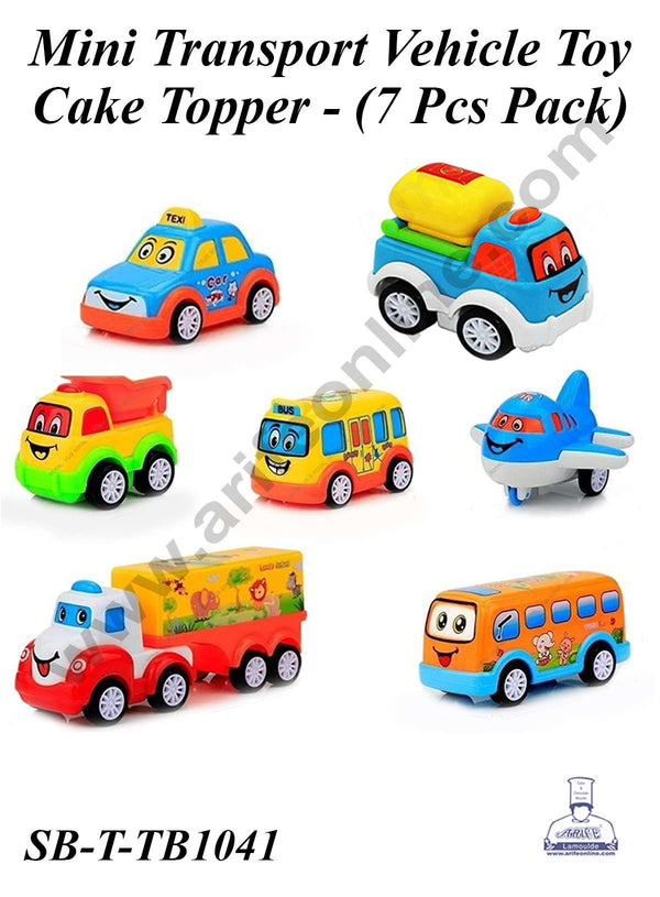 CAKE DECOR™ 7 Pcs Mini Transport Vehicle Cake Toy Topper | Decorations Figurines - (SB-T-TB1041)