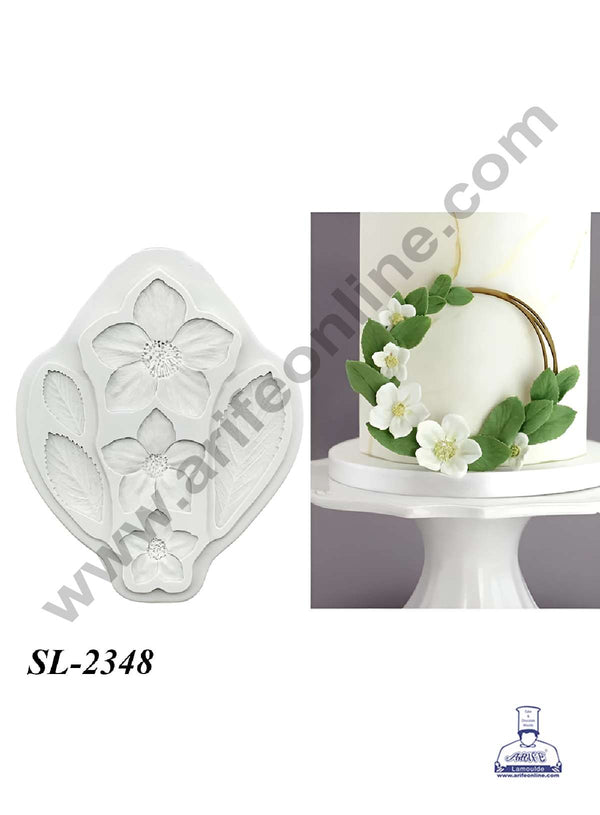 CAKE DECOR™ 6 cavity Flower & Leaf Shape Silicone Fondant Mould for Cake Decorations (SBSP-SL-2348)
