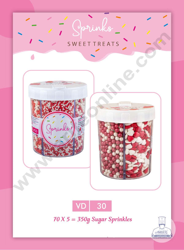 CAKE DECOR™ 5 in 1 Jar Valentine's Theme Sprinkle Sugar Candy ( VD-30 )