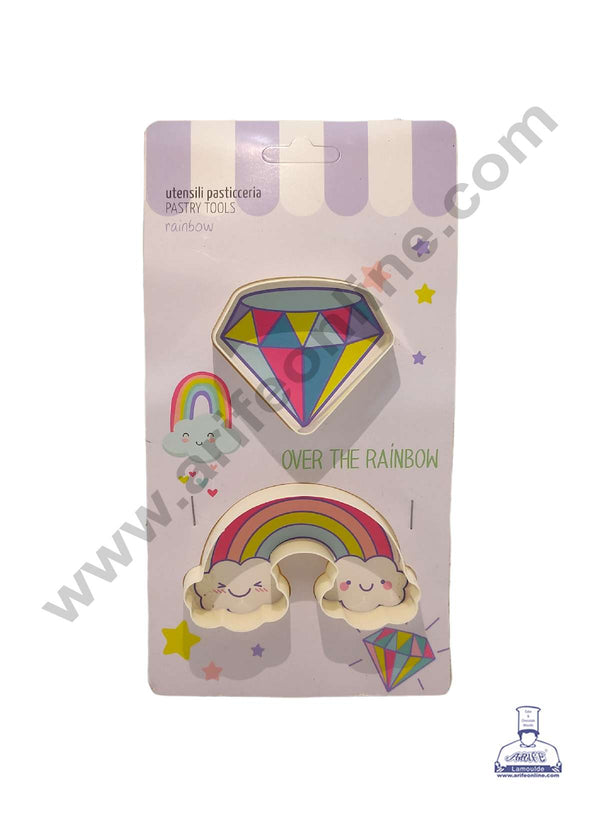 CAKE DECOR™ 2 Piece Diamond & Rainbow with Cloud Plastic Cutter