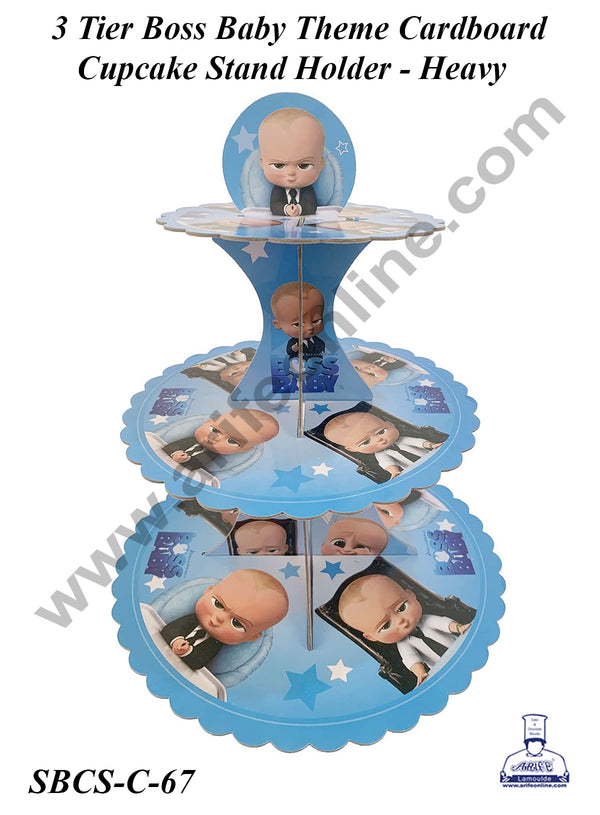 CAKE DECOR™ 3 Tier Boss Baby Theme Cardboard Cupcake Stand Holder - Heavy