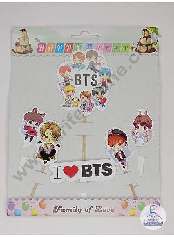 CAKE DECOR™ 6 pcs BTS Theme Paper Topper For Cake And Cupcake