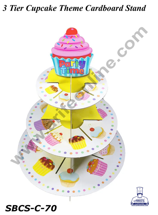 CAKE DECOR™ 3-Tier Cupcake Theme Cardboard Stand - Heavy