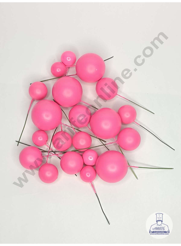 CAKE DECOR™ Fuchsia Pink Color Faux Balls Topper For Cake and Cupcake Decoration - 20 pcs Pack ( SB-Fuchsia-20 )