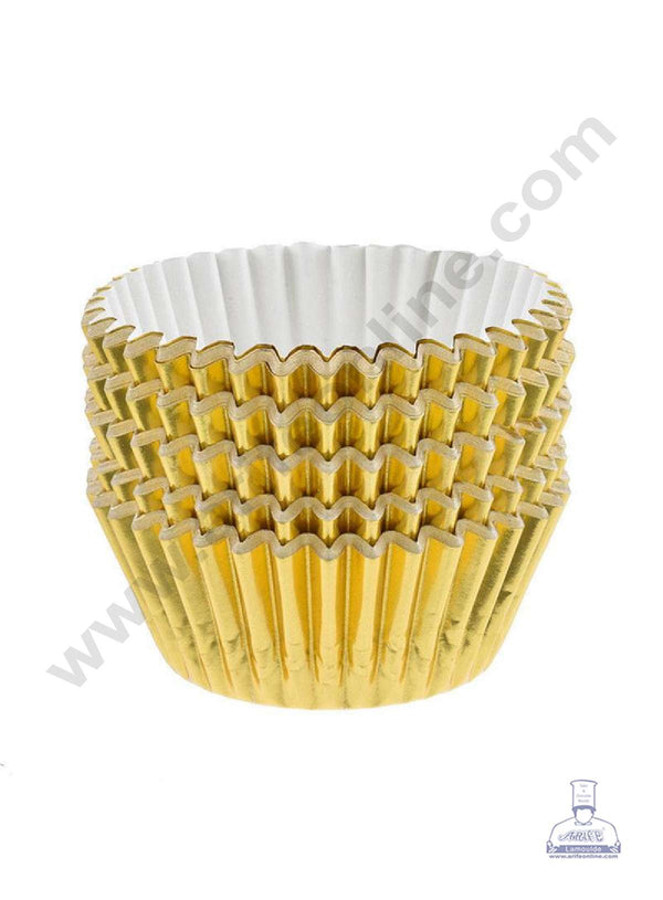 CAKE DECOR™ Gold Paper Liner For Cupcake and Muffins - Cylinder Pack 100 Pcs - 7.5 cm