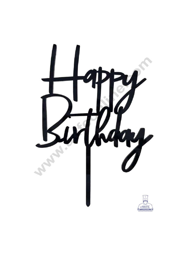 CAKE DECOR™ Black Acrylic Simple Happy Birthday Cake Topper SBMT-N-020