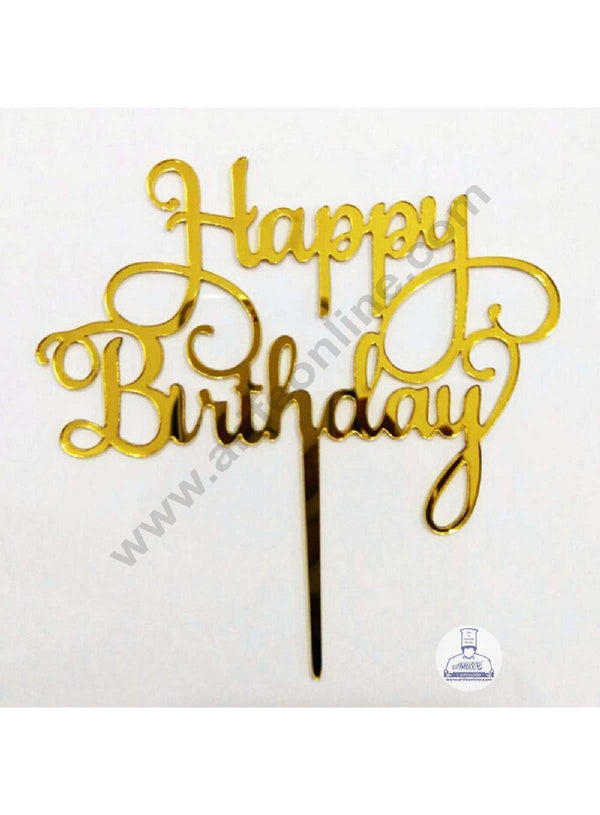 CAKE DECOR™ Gold Mirror Finishing Acrylic Happy Birthday Topper SBMT-N-030