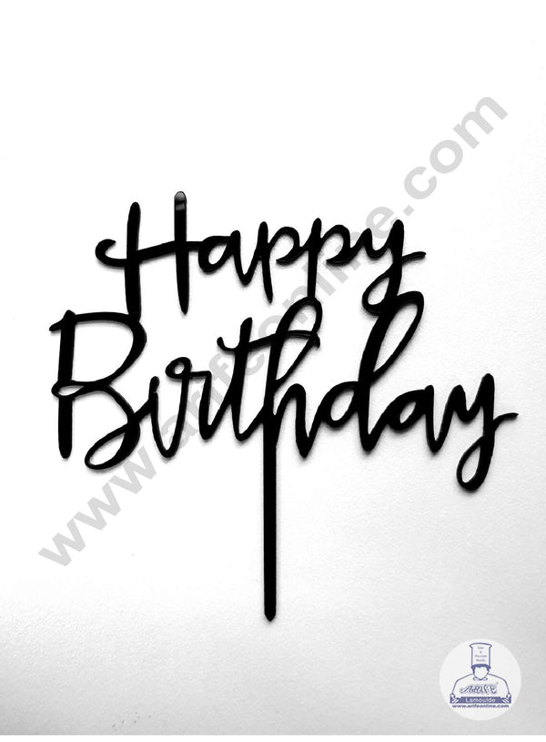 CAKE DECOR™ Black Acrylic Happy Birthday Cake Topper SBMT-N-012
