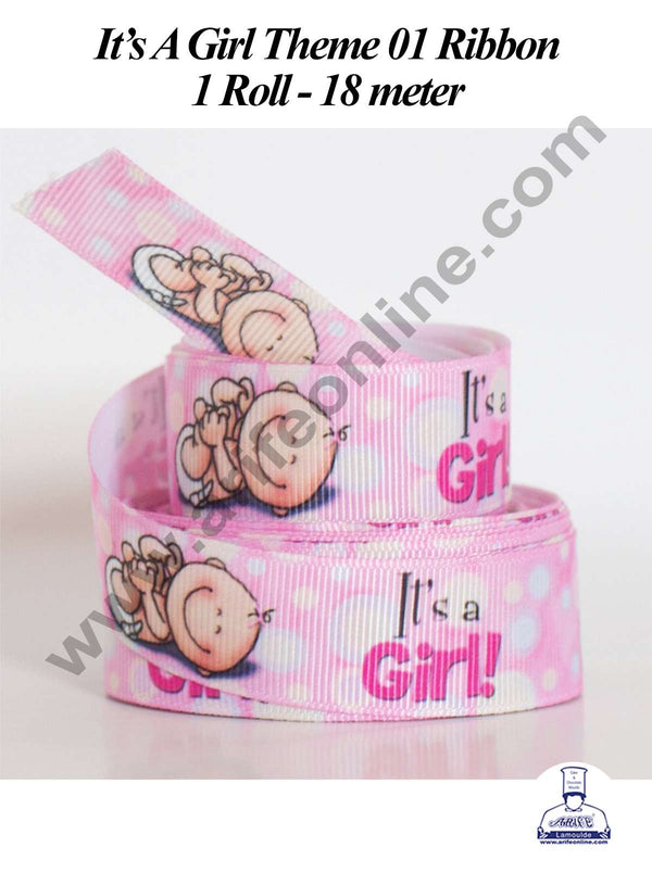 CAKE DECOR™ 1 Roll It's A Girl Ribbon | Theme 01 | Gift Wrapping | Decoration (SBR-PR-09)