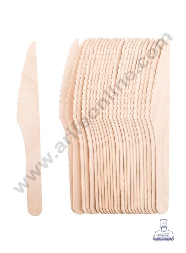 CAKE DECOR™ Natural Wooden Knife For Cake Cutting, Parties, Weddings, Camping (100 pcs)
