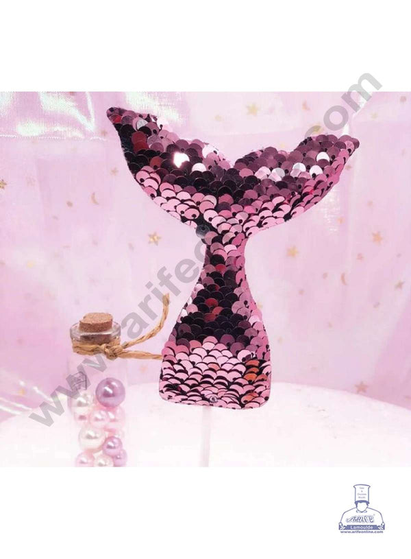 CAKE DECOR™ Light Pink Sequin Mermaid Tail Cake Topper Cake Decoration (SB-SMT-LPink)