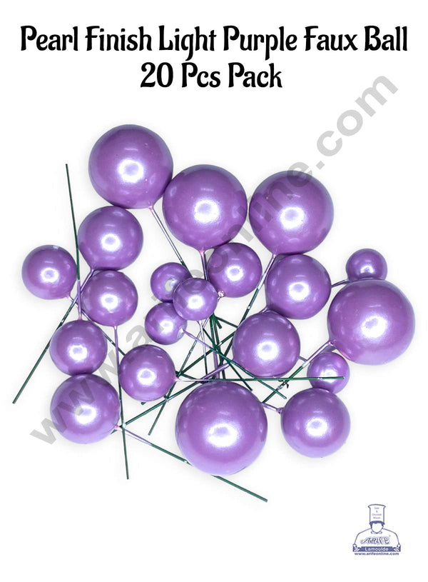 CAKE DECOR™ Pearl Finish Light Purple Faux Balls Topper For Cake and Cupcake Decoration - (20 Pcs Pack)