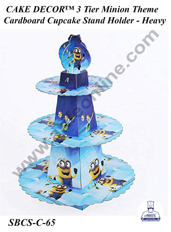 CAKE DECOR™ 3 Tier Minion Theme Cardboard Cupcake Stand Holder - Heavy