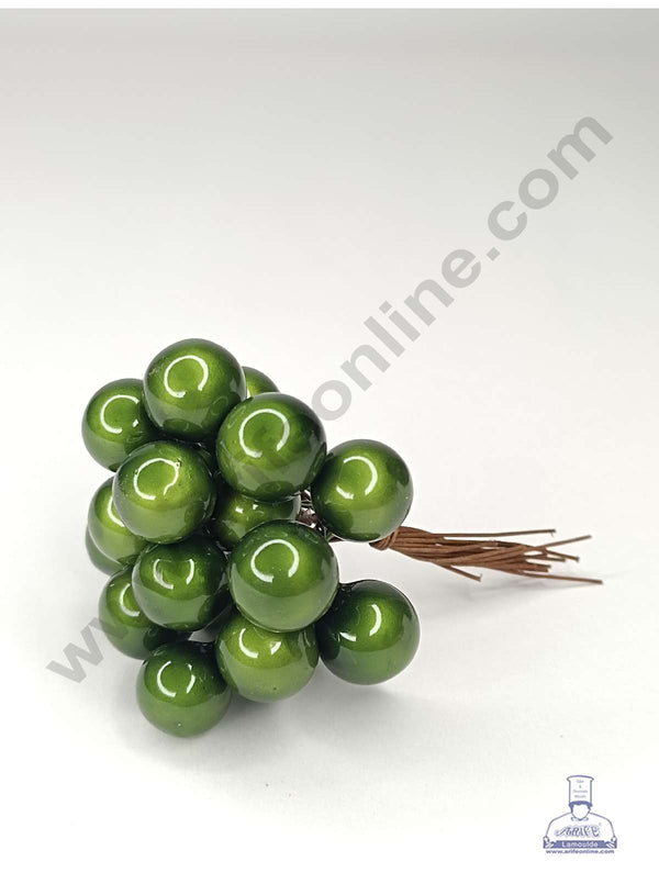 CAKE DECOR™ Metallic Green Pearl Faux Ball Toppers For Cake and Cupcake Decoration - (20pcs Pack)