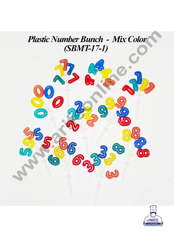 CAKE DECOR™ MultiColor Number Plastic Bunch Cake Topper - 1 Bunch