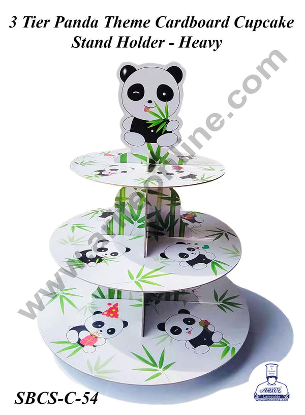 CAKE DECOR™ 3 Tier Panda Theme Cardboard Cupcake Stand Holder - Heavy