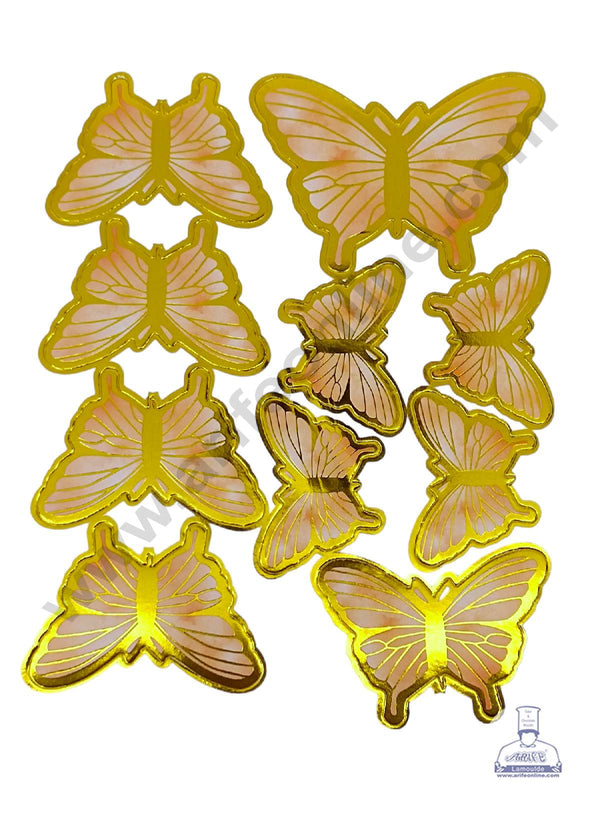 CAKE DECOR™ 10 pcs Orange Butterfly Paper Topper For Cake And Cupcake ( SBMT-PT-1001-Orange )