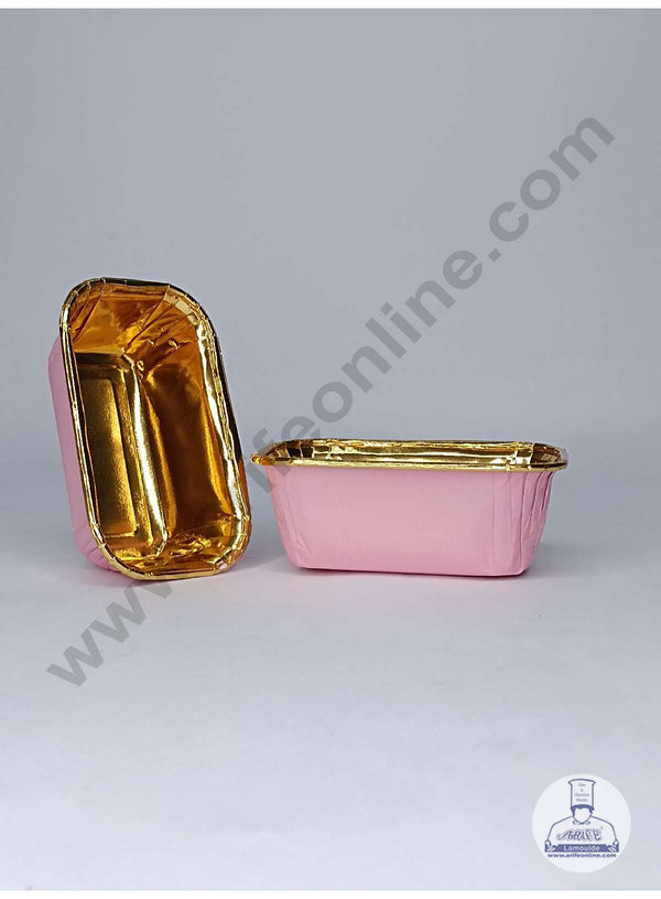 CAKE DECOR™ 10 Pcs Small Golden Foil Coated Pink Paper Bake and Serve Plum Cake Mold
