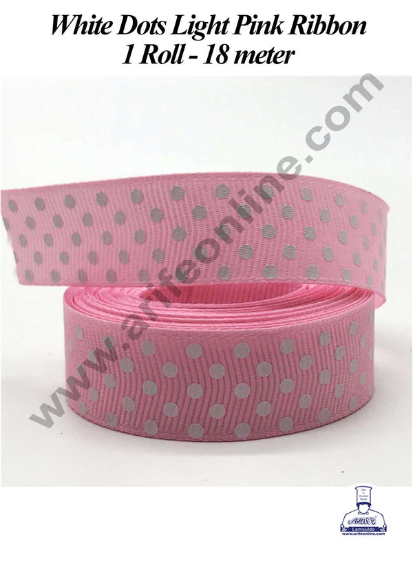 CAKE DECOR™ 1 Roll White Dots Pink Ribbon | Gift Wrapping | Decoration (SBR-PR-025)