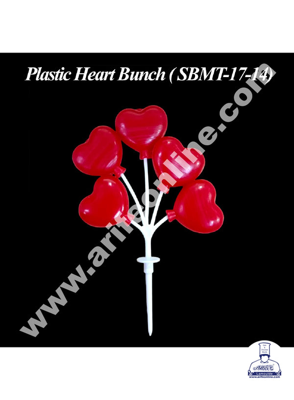 CAKE DECOR™ Plastic Red Heart Bunch Cake Topper - 1 Bunch