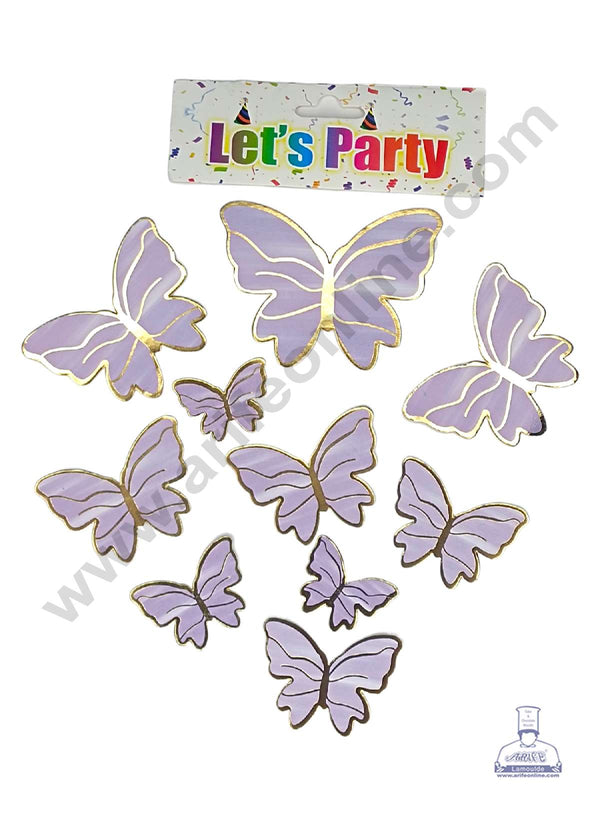 CAKE DECOR™ 10 pcs Let's Party Purple Color Butterfly Paper Topper For Cake And Cupcake