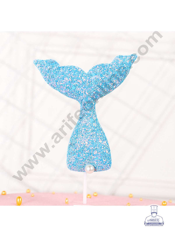 CAKE DECOR™ Blue Small Sequin Mermaid Tail Cake Topper Cake Decoration (SB-SMT-Blue)