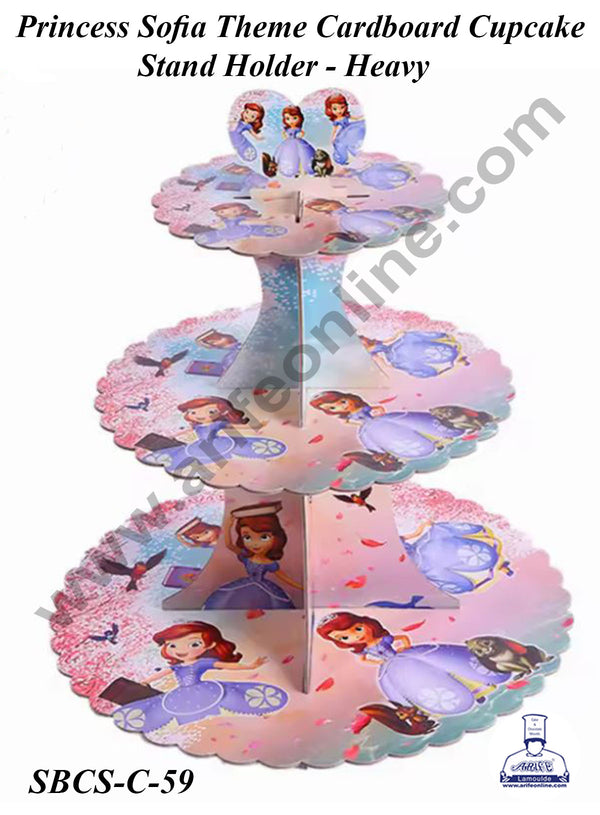 CAKE DECOR™ 3 Tier Princess Sofia Theme Cardboard Cupcake Stand Holder - Heavy