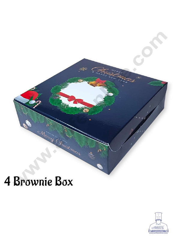 CAKE DECOR™ Christmas Theme 4 Cavity Brownie Boxes – Theme 10 ( 5 Pcs Pack )