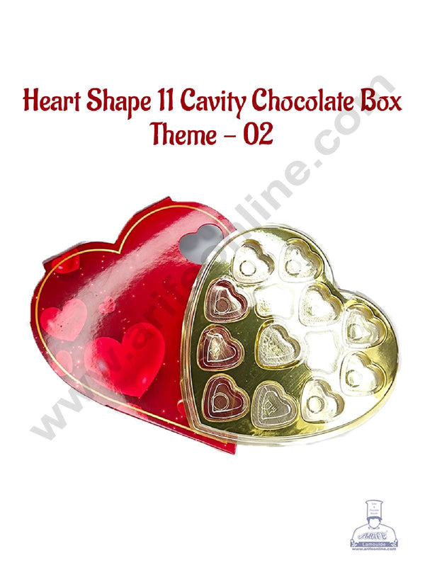 CAKE DECOR™ 11 Cavity Heart Shape Chocolate Box | Valentine's Theme Box - Theme 02