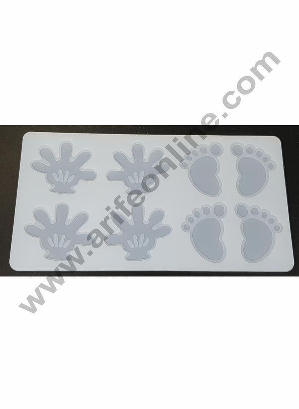 Cake Decor Silicon 8 in 1 Baby Feet and Gloves Shape Chocolate Garnishing Mould Cake Insert Decoration Mould