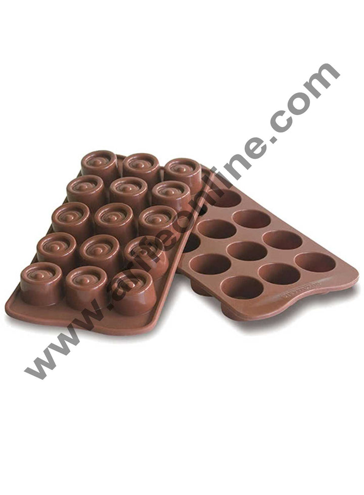 Cake Decor Silicon 15 Cavity Round Crical Brown Chocolate Mould, Ice Mould, Chocolate Decorating Mould