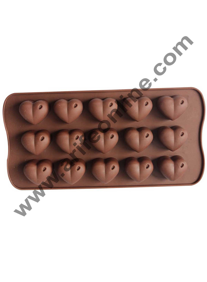 Cake Decor Silicon 15 Cavity Heart Design Brown Chocolate Mould, Ice Mould, Chocolate Decorating Mould