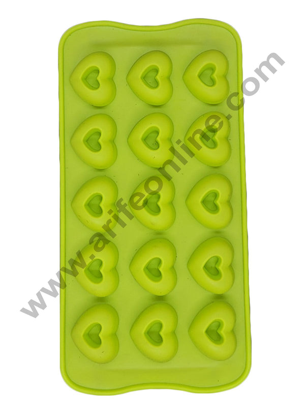 Cake Decor Silicon 15 Cavity Deep Heart Shape Design Chocolate Mould Ice, Jelly Candy Mould