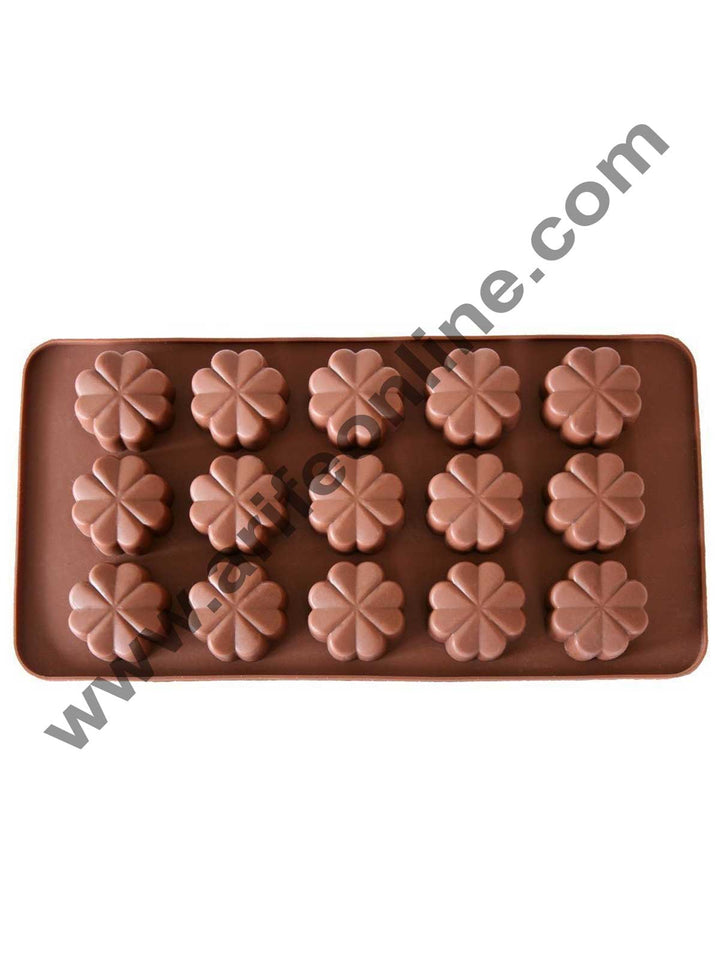 Cake Decor Silicon 15 Cavity Flower Design Brown Chocolate Mould, Ice Mould, Chocolate Decorating Mould